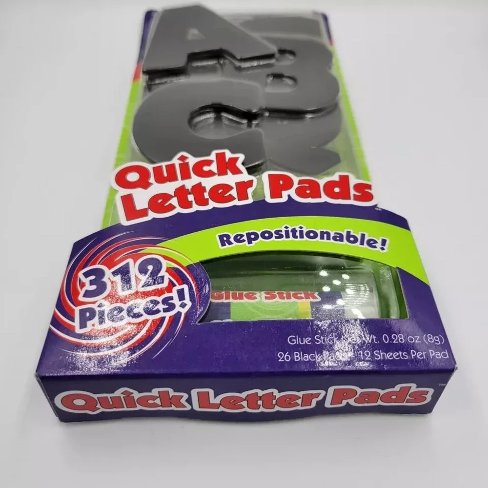 Art Skills Quick Letter Black Pads Repositionable 312 PCS NEW